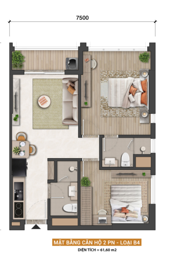 Căn Hộ 2 P.Ngủ Blanca City Vũng Tàu